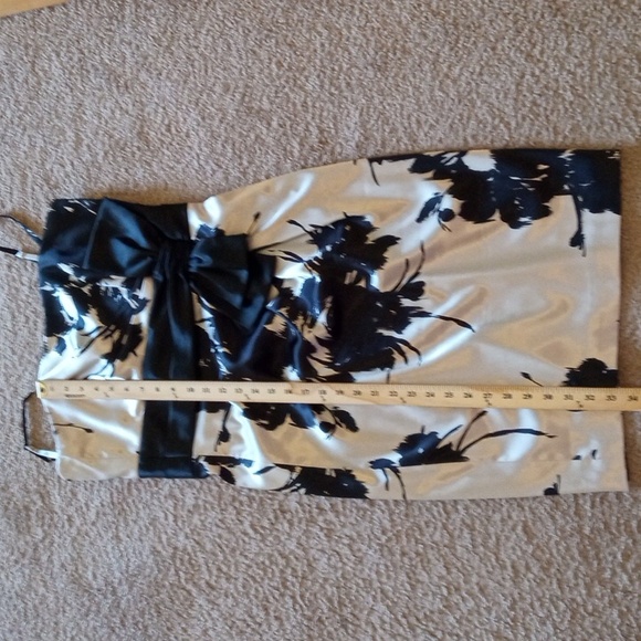 WHBM removable straps bow accent satin feel midi floral formal dress, like new - Picture 14 of 15